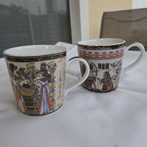 Egyptian Motif Porcelain Coffee Mugs 2